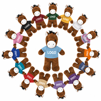 Peluche personnalisée en polyester ultra doux en forme de cheval, avec t-shirt et logo personnalisé, pour entreprise, anti-stress, vente en gros