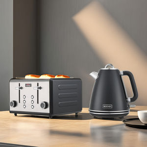 Ohigitechi Vintage 2000W Rétro Petit Déjeuner Ensemble 1.7L 304 Inoxydable Bouilloire Électrique Et 4 Tranches Multifonction <span class=keywords><strong>Couleur</strong></span> Peint <span class=keywords><strong>Grille</strong></span>-<span class=keywords><strong>Pain</strong></span> - Product Image 1