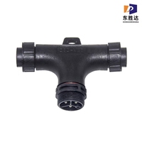 Connecteur étanche fileté de type T IP67 300V multipolaires 2 broches pour faisceau de câbles industriels en alliage de cuivre PA66, directement de l'usine OEM