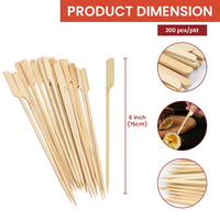 Brochettes jetables en bambou Teppo à long manche de qualité alimentaire, multi-tailles, pour grillades