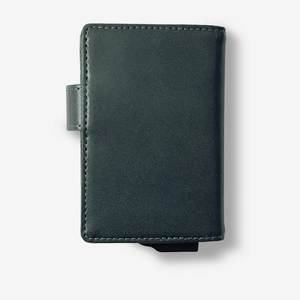 Porte-cartes fin en cuir véritable de 6 pouces, noir avec surpiqûres vertes, fermeture à pression, design minimaliste unisexe - Product Image 3