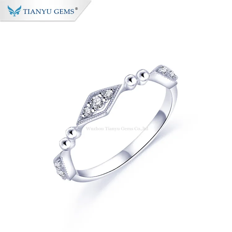 Tianyu gems atacado preço barato moda ouro branco moissanite anéis jóias