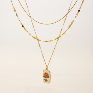 Collar de tres capas chapado en oro de 18 quilates con colgante de árbol de la vida, joyería de regalo - Product Image 2