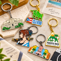 Porte-clés en métal souvenir de Porto Rico, alliage de zinc, forme irrégulière, design anime, fait main, cadeau de voyage, OEM ODM
