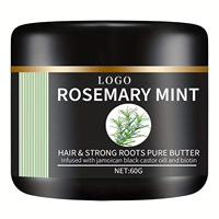 Crème de soin capillaire naturelle à la menthe et au romarin, nourrissante pour les cheveux et le cuir chevelu, avec huile de ricin noire jamaïcaine et biotine, 60g