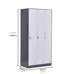 Tủ sắt 3 cánh hiện đại, phong cách tối giản, tủ đựng đồ bằng kim loại, tủ quần áo đơn giản, có gương, thích hợp cho phòng ngủ và văn phòng. - Product Image 3