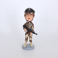 Base de figurine bobblehead en résine écologique personnalisée à partir de photo, figurines d'action militaires sculptées et artisanales, cadeau sur mesure