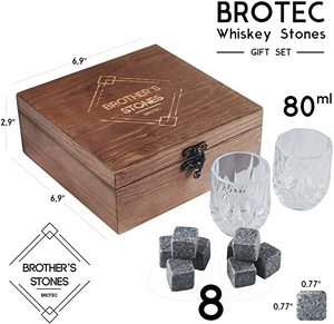 Ensemble <span class=keywords><strong>de</strong></span> pierres et verres à <span class=keywords><strong>whisky</strong></span> ZYX/8 roches à <span class=keywords><strong>whisky</strong></span> en <span class=keywords><strong>granit</strong></span> avec 2 verres à liqueur en cristal dans une boîte en bois - Product Image 3