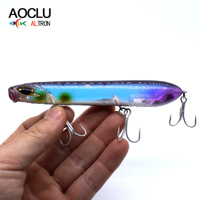 AOCLU Leurre de pêche de surface Topwater Walk Dog 120mm 22.5g ABS Pencil Hard Bait Popper pour Achigan Saumon Dorade Rivière Lac Ruisseau avec sonnette