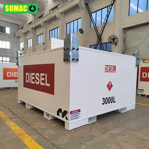 SUMAC Modern Double Wall Carbon Steel 3000L 250 Gallon Gas Kerosene Spare Diesel Oil Storage Fuel Transfer Tank
