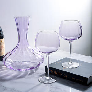 Ensemble de verres à vin en cristal violet de rêve, soufflé à la main, flûte à <span class=keywords><strong>champagne</strong></span> côtelée, coupe, carafe pour événement de mariage - Product Image 5