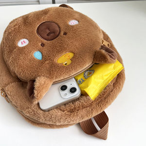 حقيبة ظهر قطيفة من الكابيبارا ، ألعاب حيوانات محشوة ، حقائب يد ، كابيبارا لطيفة ، حقائب حمل ، حقيبة مدرسية قطيفة - Product Image 4