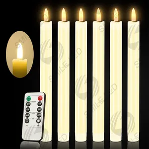 Lampu Led lilin elektronik tanpa api LED, lampu lilin plastik panjang warna putih tahan air untuk dekorasi liburan