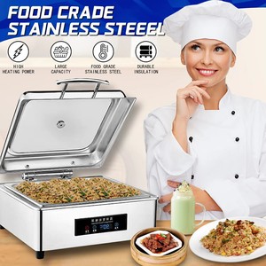 Promocional Pies altos Tapa de vidrio grande Forma cuadrada Catering Cheffing Platos Buffet de acero inoxidable - Product Image 4