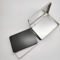 Étui rectangulaire mince à charnière en métal blanc noir pour carte maquillage Palette d'ombres à paupières