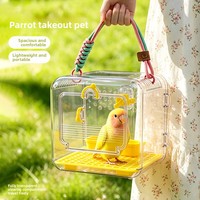 Cage carrée en acrylique pour perroquet, sac de transport portable, sacoche dédiée pour oiseaux, pour bourges, perruches, paons, utilisation en extérieur