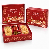 Boîte à pâtes personnalisée avec logo, base et couvercle rigides, emballage pour soirée pâtes, carton cadeau laminé brillant