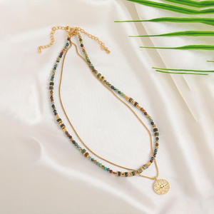 महिलाओं के लिए बोहेमियन फ़िरोज़ा प्राकृतिक पत्थर चक्र जिक्रोन स्टार पेंडेंट 14k सोना चढ़ाया हुआ हार - Product Image 3