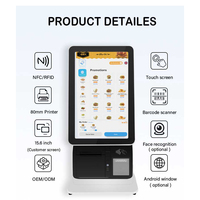 Kiosco de Autoservicio con Pantalla Dual de 15.6 Pulgadas, Terminal Android/Windows, Máquina de Pago para Mostrador, Kiosco de Autopago