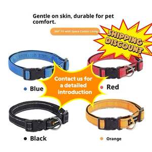 Collier pour chien en nylon réglable simple, style moderne, personnalisable avec logo, motif uni moderne, accessoires pour chien - Product Image 2