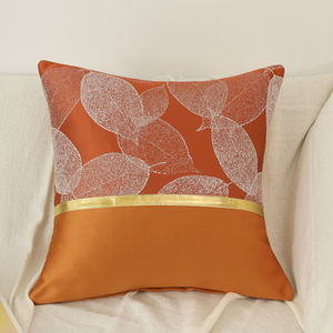 Fodera per cuscino quadrata di lusso fodera per cuscino <span class=keywords><strong>in</strong></span> raso di <span class=keywords><strong>seta</strong></span> Jacquard a foglia per la decorazione domestica - Product Image 5