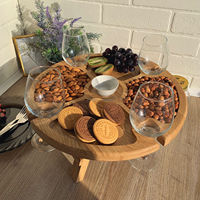 Table à vin en bois de haute qualité avec pieds pliables, plateau à fromage en bois Premium, grand planches à charpentier et à fromage