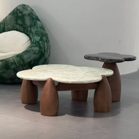 Table basse Wabi-Sabi créative en bois naturel en forme de fleur, faite à la main, écologique, design minimaliste, table d'appoint pour salon