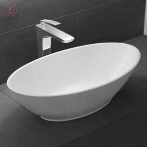 Best-seller Lavabo ovale à surface solide | Lavabo de salle de bain écologique 15mm-Lavabo à <span class=keywords><strong>main</strong></span> compact <span class=keywords><strong>pour</strong></span> petits espaces - Product Image 2
