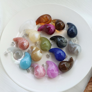 ต่างหูเรซิ่นทรงหยดน้ำ ต่างหูแบบห้อย EH132 รูปทรงหยดน้ำ เครื่องประดับแฟชั่น - Product Image 3