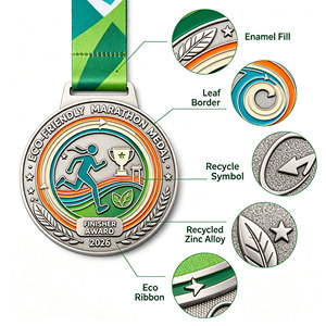 Médailles personnalisées en alliage de zinc recyclé écologiques – Options de récompenses durables pour les finalistes de marathon - Product Image 3