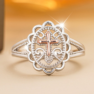 Anello a Forma di Fiore Bicolore Stile Barocco Vintage per Donne - Product Image 5