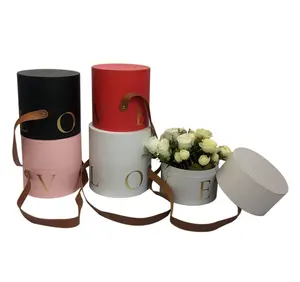 Huitan — boîtes de rangement en papier pour fleurs, boîte ronde en carton avec couvercle, boîte cadeau de luxe pour mariage