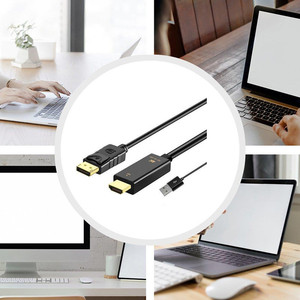 Cable adaptador HDMI a DP con alimentación USB para conexión de monitor de ordenador y TV, cable de cobre chapado en oro - Product Image 3