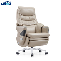 Fauteuil de massage électrique en cuir véritable, chaise de bureau exécutive, chaise d'ordinateur à domicile, fauteuil moderne minimaliste avec accoudoirs inclinables et pivotants