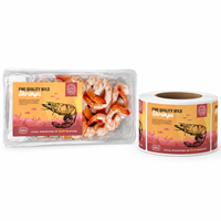 Étiquettes personnalisées pour emballages alimentaires, étiquettes pour aliments congelés, autocollants résistants à l'eau et au congélateur pour crevettes et fruits de mer