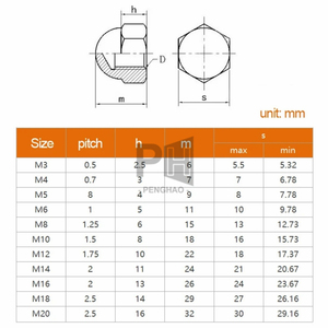 Écrous en forme de dôme en nylon noir et blanc, écrous décoratifs en plastique isolants, écrous en forme de gland M3M4M5M6M8M10 <span class=keywords><strong>M12</strong></span> M14 M16 M18 M20 - Product Image 2