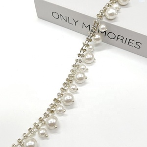 Garniture en strass et pompons de perles pour la décoration de robes de mariée et de cérémonie, accessoires de coiffure et chapeaux faits main DIY, en stock - Product Image 3