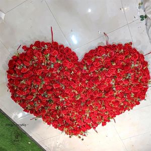 HQ056 Panel de Pared Floral de Boda en Forma de Corazón Tela Flores 3D Seda Artificial Rosa Hortensia Flor Paneles de Pared - Product Image 5