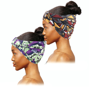 Créateur de mode <span class=keywords><strong>bandeau</strong></span> deux pièces/ensemble motif africain imprimé Polyester femmes Sport cheveux accessoires - Product Image 6