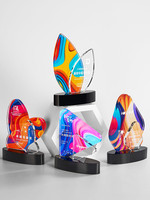 Trophée de support ovale personnalisé, bouton de jeu, trophée en verre cristal