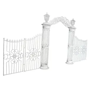 Amina Craft Dekorasi Pernikahan, Gerbang Besi Lengkungan Pintu Bunga Putih untuk Dekorasi Pernikahan