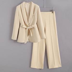 Nouveaux vêtements pour femmes printemps et automne européens et américains avec ceinture. robe formelle. petite veste de costume et ensemble de pantalons décontractés - Product Image 6