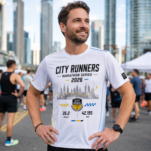 Camiseta Personalizada para Maratón de 26.2 Millas, Secado Rápido, Ropa Deportiva para Eventos Urbanos, Venta al Por Mayor OEM - Product Image 1