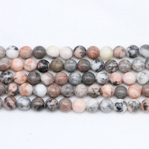 ลูกปัดหินม้าลายสีชมพูทรงกลมสำหรับทำสร้อยข้อมือ 6 มม. เครื่องประดับหินธรรมชาติ DIY อุปกรณ์เสริมขายส่ง - Product Image 2