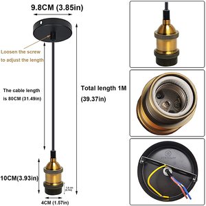 Bộ Đèn Treo Trần Công Nghiệp E27, Bộ Đèn Treo E27 Điều Chỉnh Được, Dùng Cho Phòng Ngủ, Nhà Bếp, Hành Lang, C - Product Image 2