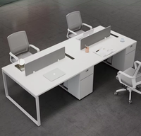 Mobilier de bureau commercial, ensemble de bureaux et chaises pour 4 ou 6 personnes, plateau en mélamine, design simple et moderne, résistant à la corrosion et à la saleté