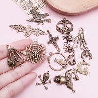 Antique Bronze Halloween Crâne Pendentif DIY Bijoux Accessoires Mixte Pack 51 Alliage Bracelet Pendentifs Mode Pendentifs Charmes