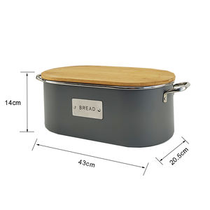 <span class=keywords><strong>BX</strong></span> boîte à pain en métal gris anti-poussière avec couvercle, conteneur portable de stockage du pain pour la cuisine - Product Image 4