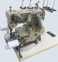 Machine à coudre industrielle à pied marcheur à grande vitesse à triple aiguille pour l'ourlet des t-shirts, dispositif de coupe pour sous-vêtements masculins RN9300-TQ
