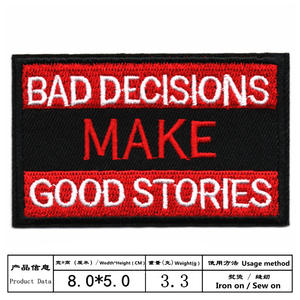 핫 서플라이 스팟 자수 직조 패브릭 천 스티커 맞춤형 영어 문자 모랄 배지 패치 중국산 - Product Image 4